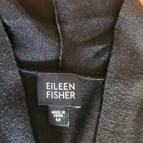 Eileen Fisher black long 3 button silk blend cardigan M - Picture 13 of 16